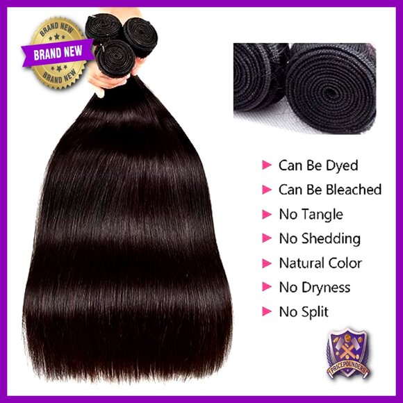 3 Bundles Brazilian Human Hair Extensions 22 24 26 Inch Straight main image 4